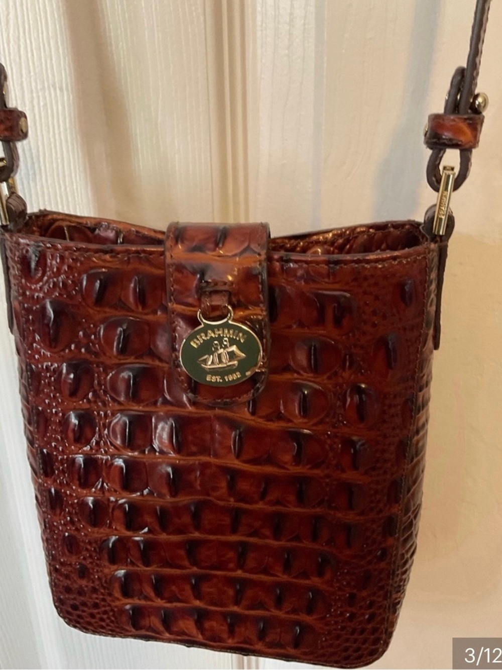Brahmin Marley Pecam Melbourne  Croc-Embossed Leather Crossbody